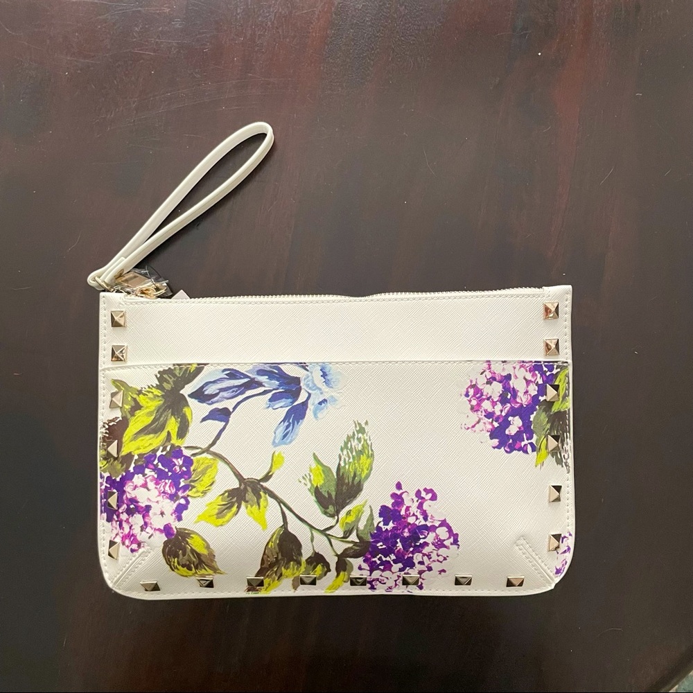 White House Black Market Floral Studded Clutch